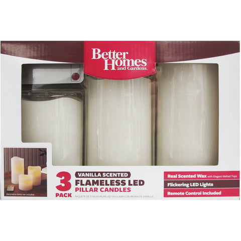 Image of Flameless LED Pillar Candles 3-Pack Vanilla Scented