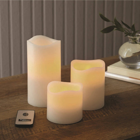 Image of Flameless LED Pillar Candles 3-Pack Vanilla Scented