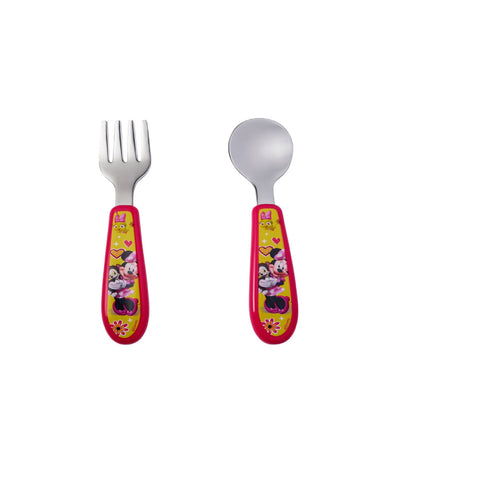 Image of Disney Minnie Mouse Feeding Set, Minnie Mouse Plate, Bowl, Knife & Fork Set, 4 Pieces