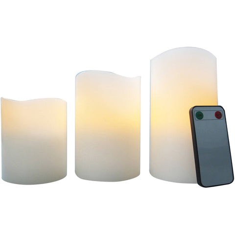Image of Flameless LED Pillar Candles 3-Pack Vanilla Scented